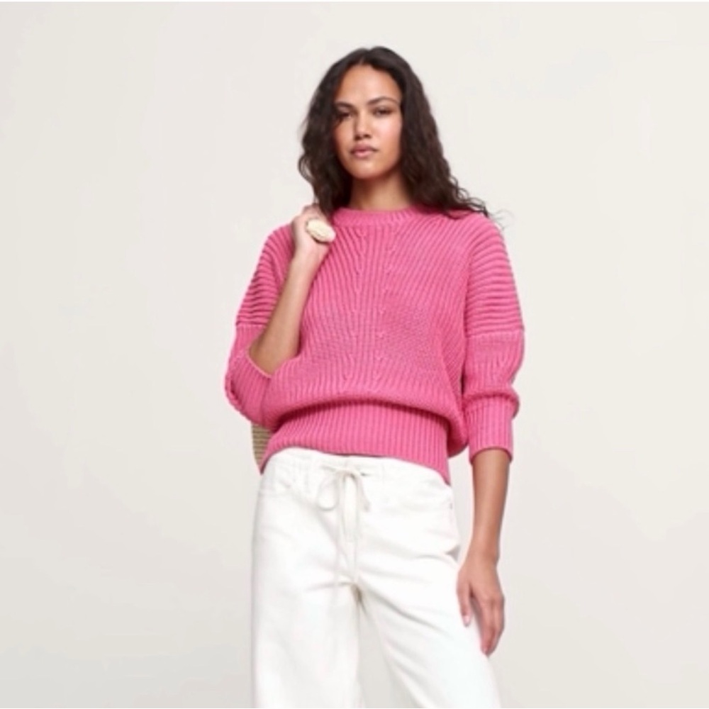 Banana Republic Hot Pink Ribbed Crewneck Sweater